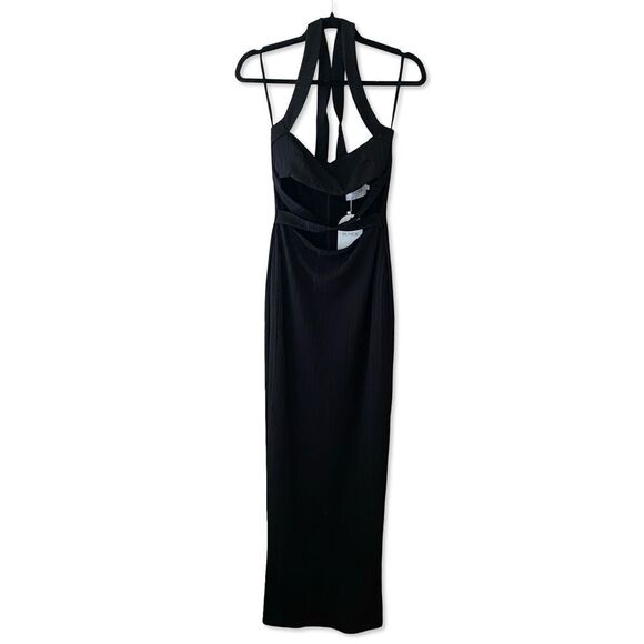 Rumer Sorrento maxi dress Black cut out Halter strappy gown Revolve L - Picture 6 of 14